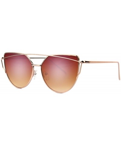 Cat Eye Metal Polarized Cat Eye Flat Lens Coating Sunglasses P4131 (Free Case) - Gold - CE12O92CO16 $21.37
