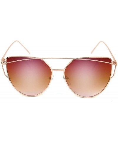 Cat Eye Metal Polarized Cat Eye Flat Lens Coating Sunglasses P4131 (Free Case) - Gold - CE12O92CO16 $13.88