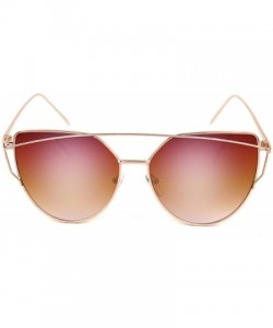 Cat Eye Metal Polarized Cat Eye Flat Lens Coating Sunglasses P4131 (Free Case) - Gold - CE12O92CO16 $13.88