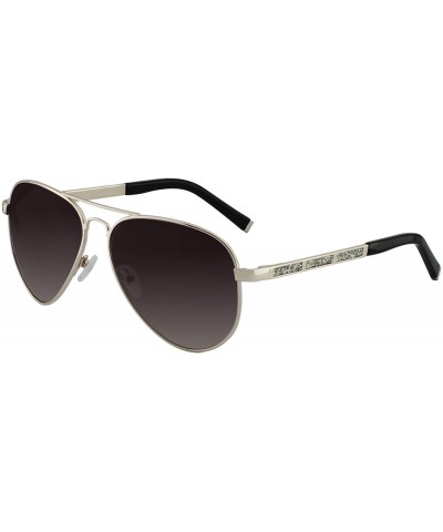 Aviator Sunglasses Rectangular Unbreakable - Silver/Faded Brown - CR18EX28C7A $21.97