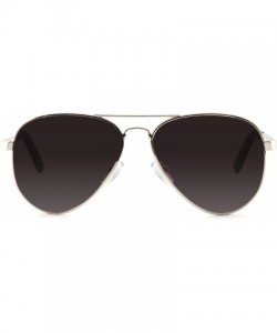 Aviator Sunglasses Rectangular Unbreakable - Silver/Faded Brown - CR18EX28C7A $21.97