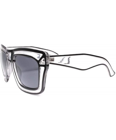 Square Futuristic Tron Inspired Cool Transparent Mens womens Party Sunglasses - Black - CR18U2GUOS8 $28.96