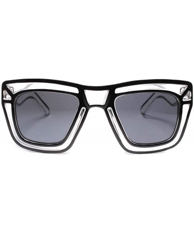 Square Futuristic Tron Inspired Cool Transparent Mens womens Party Sunglasses - Black - CR18U2GUOS8 $10.94