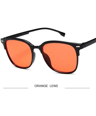 Rectangular Vintage Square Sunglasses Women Man Silver Sun Glasses - Orange - C4194OOG50G $28.20