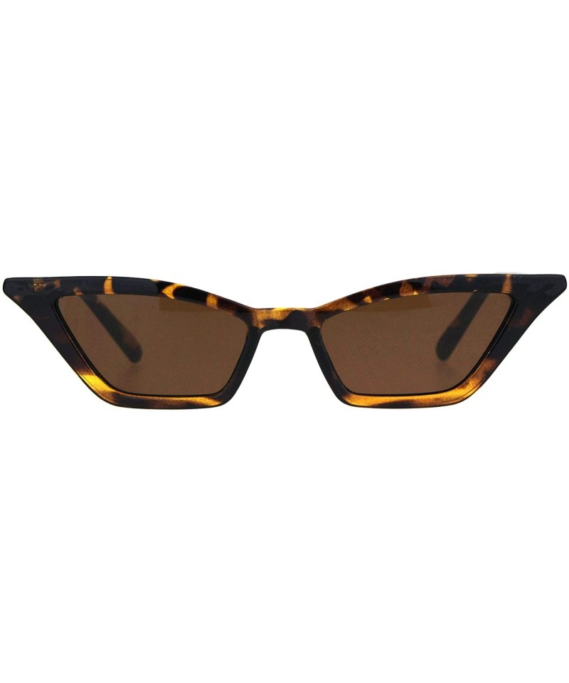 Cat Eye Womens Squared Thin Plastic Minimalist Cat Eye Sunglasses - Tortoise Brown - CO18IIKZSRK $7.52