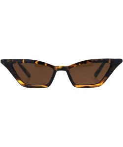Cat Eye Womens Squared Thin Plastic Minimalist Cat Eye Sunglasses - Tortoise Brown - CO18IIKZSRK $7.52