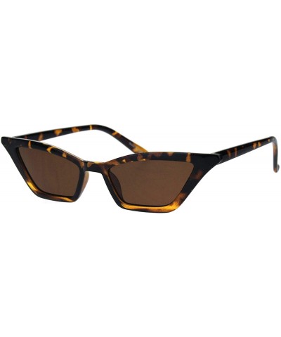 Cat Eye Womens Squared Thin Plastic Minimalist Cat Eye Sunglasses - Tortoise Brown - CO18IIKZSRK $7.52