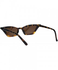 Cat Eye Womens Squared Thin Plastic Minimalist Cat Eye Sunglasses - Tortoise Brown - CO18IIKZSRK $7.52