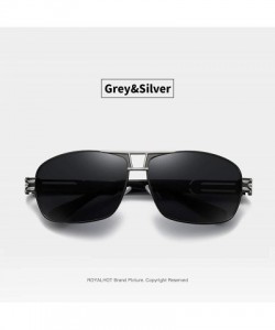 Rectangular Rectangular Polarized Sunglasses for Men Driving 100% UV 400 protection 70019 - Grey Silver - CW18X05ZZOR $16.31
