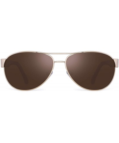 Sport Polarized Aviator Mirror Sunglasses for Women Men Metal Frame UV400 - Gold Frame / Brown Lens - CX18Q29GH89 $10.48