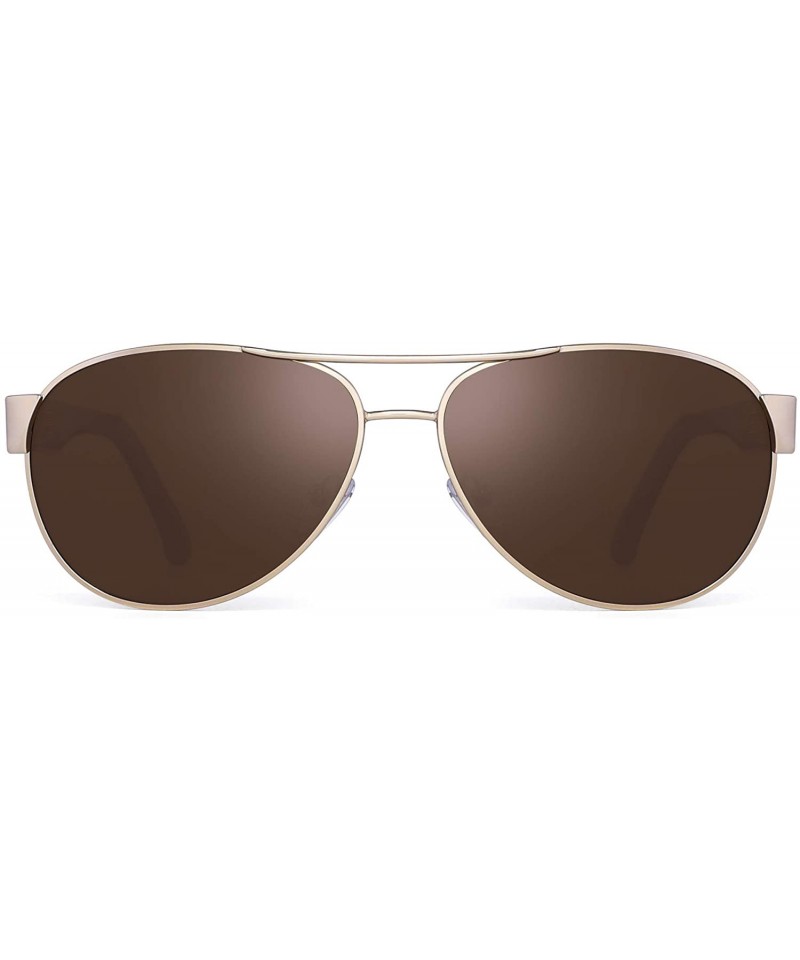 Sport Polarized Aviator Mirror Sunglasses for Women Men Metal Frame UV400 - Gold Frame / Brown Lens - CX18Q29GH89 $10.48