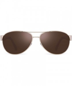 Sport Polarized Aviator Mirror Sunglasses for Women Men Metal Frame UV400 - Gold Frame / Brown Lens - CX18Q29GH89 $10.48