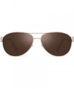 Sport Polarized Aviator Mirror Sunglasses for Women Men Metal Frame UV400 - Gold Frame / Brown Lens - CX18Q29GH89 $10.48