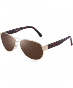 Sport Polarized Aviator Mirror Sunglasses for Women Men Metal Frame UV400 - Gold Frame / Brown Lens - CX18Q29GH89 $10.48