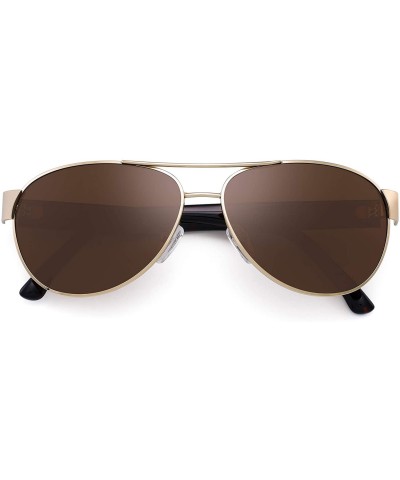 Sport Polarized Aviator Mirror Sunglasses for Women Men Metal Frame UV400 - Gold Frame / Brown Lens - CX18Q29GH89 $10.48