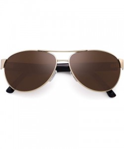 Sport Polarized Aviator Mirror Sunglasses for Women Men Metal Frame UV400 - Gold Frame / Brown Lens - CX18Q29GH89 $10.48