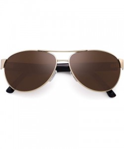 Sport Polarized Aviator Mirror Sunglasses for Women Men Metal Frame UV400 - Gold Frame / Brown Lens - CX18Q29GH89 $10.48