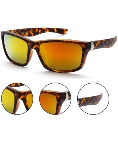 Wayfarer Sporty Retro Durable Full Frame Retro Horn Rimmed Sunglasses UV400 - Leopard Orange Yellow - C612KW9BC61 $10.24