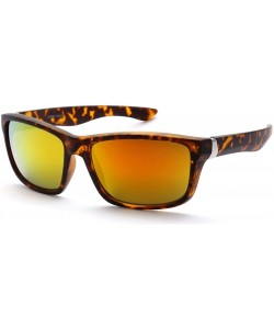 Wayfarer Sporty Retro Durable Full Frame Retro Horn Rimmed Sunglasses UV400 - Leopard Orange Yellow - C612KW9BC61 $10.24