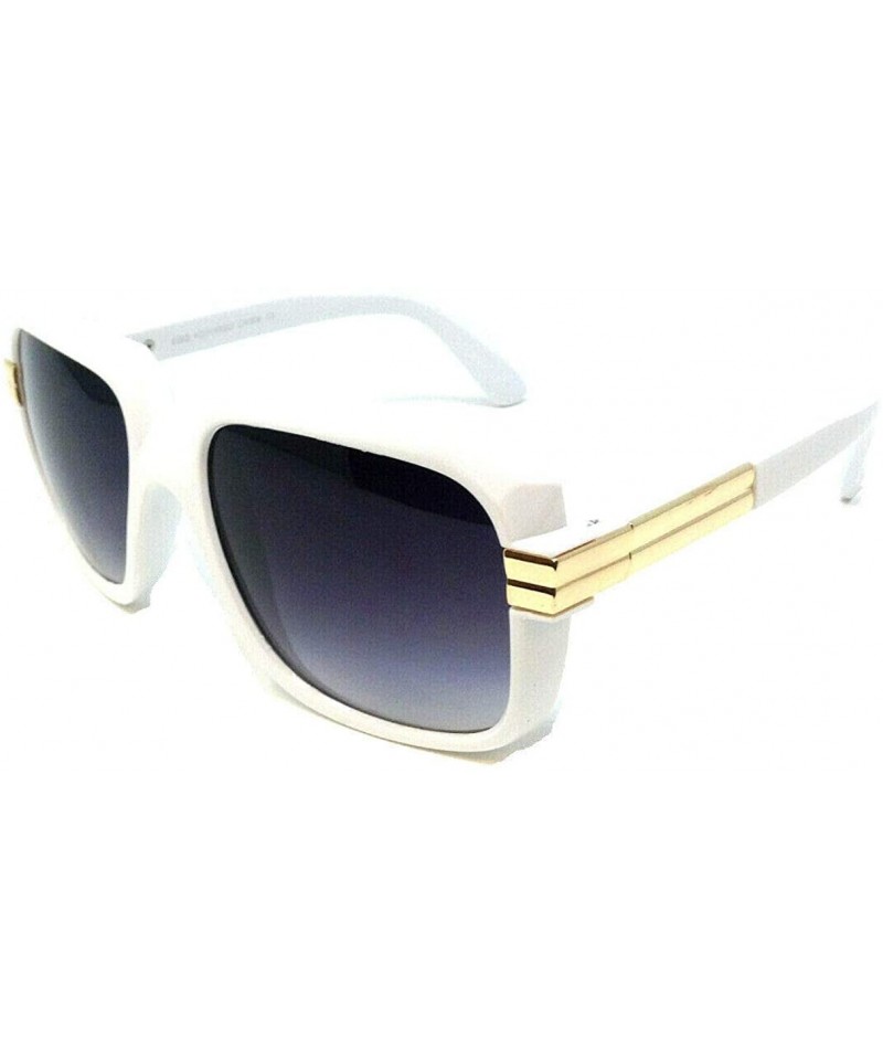 Oversized Gazelle Emcee Oversized Square Sunglasses - White & Gold Frame - C7192T62RMW $11.28