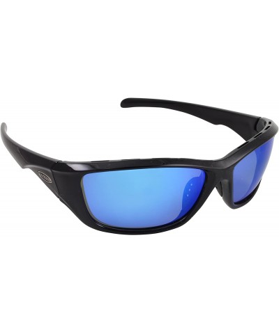 Wrap Day Tripper Polarized Sunglasses with Black Frame Blue Mirror- Blue - C812NVHNDQ1 $49.59