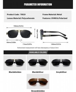 Rectangular Rectangular Polarized Sunglasses for Men Driving 100% UV 400 protection 70019 - Grey Silver - CW18X05ZZOR $16.31