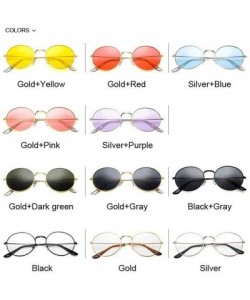 Round Vintage Round Sunglasses Women Ocean Color Lens Mirror Sun Glasses Female Metal Frame Circle Oculos UV400 - CW198AHGREZ...