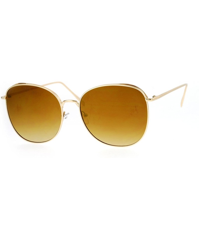 Butterfly Womens Color Mirrored Minimal Thin Metal Large Butterfly Sunglasses - All Gold - CB12N4ZD75Y $9.67