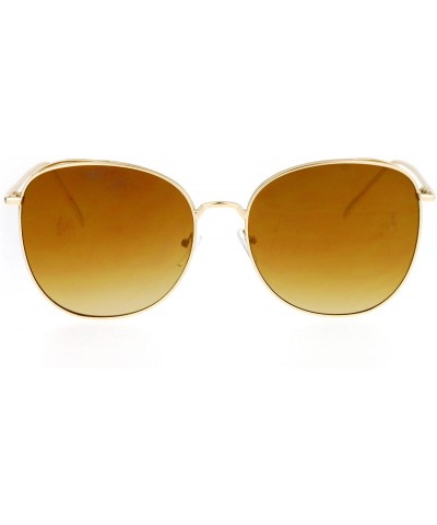 Butterfly Womens Color Mirrored Minimal Thin Metal Large Butterfly Sunglasses - All Gold - CB12N4ZD75Y $9.67