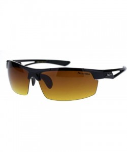 Wrap Xloop HD Sunglasses Mens Half Rim Light Weight Wrap Around Sports UV 400 - Black - CD192L9XCIR $10.11