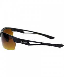 Wrap Xloop HD Sunglasses Mens Half Rim Light Weight Wrap Around Sports UV 400 - Black - CD192L9XCIR $10.11