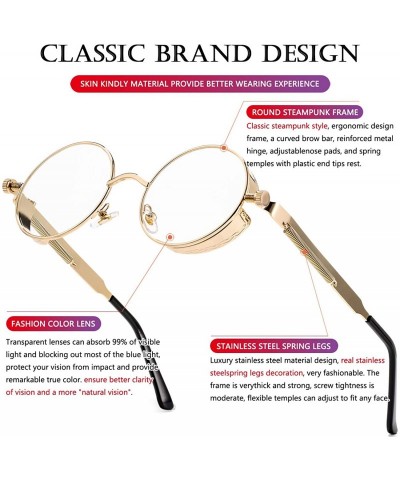 Round Round Steampunk Sunglasses for Men Women Gothic Glasses John Lennon Style Metal Frame 100% UV Blocking Lens - CP1904D77...