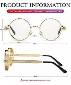 Round Round Steampunk Sunglasses for Men Women Gothic Glasses John Lennon Style Metal Frame 100% UV Blocking Lens - CP1904D77...