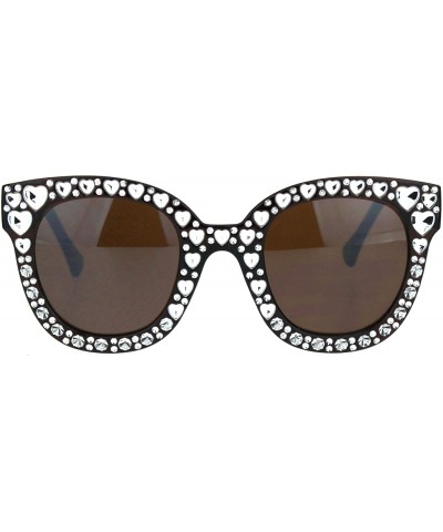 Butterfly Bling Heart Design Butterfly Frame Sunglasses Womens Fashion UV 400 - Brown Silver (Brown) - CD18S35ZWCE $12.55