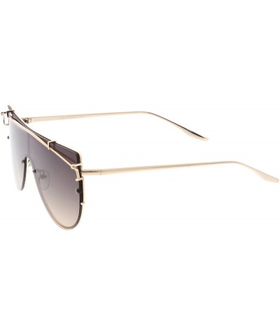 Shield Futuristic Rimless Metal Crossbar Nuetral Colored Mono Lens Shield Sunglasses 64mm - Gold / Lavender - CZ17YZ8W0YW $13.00