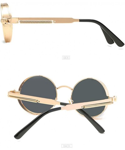Oversized Unisex Sunglasses Polarized Round Metal Shades Steampunk UV400 Eyewear - Golden Frame/Gray Lens - C318OW6M0GD $12.51