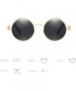 Oversized Unisex Sunglasses Polarized Round Metal Shades Steampunk UV400 Eyewear - Golden Frame/Gray Lens - C318OW6M0GD $12.51