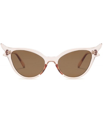 Oval Women Vintage Retro Cat Eye Sunglasses Resin frame Oval Lens Mod Style - Brown - C018DTQX9AZ $9.33