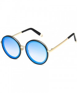 Round Unisex Sunglasses Retro Bright Black Grey Drive Holiday Round Non-Polarized UV400 - Black Blue - C518RH6SHCY $9.97