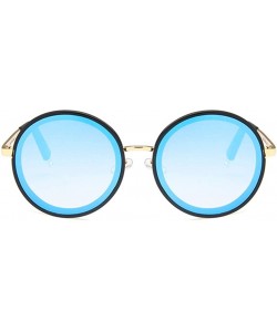 Round Unisex Sunglasses Retro Bright Black Grey Drive Holiday Round Non-Polarized UV400 - Black Blue - C518RH6SHCY $9.97