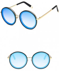 Round Unisex Sunglasses Retro Bright Black Grey Drive Holiday Round Non-Polarized UV400 - Black Blue - C518RH6SHCY $9.97