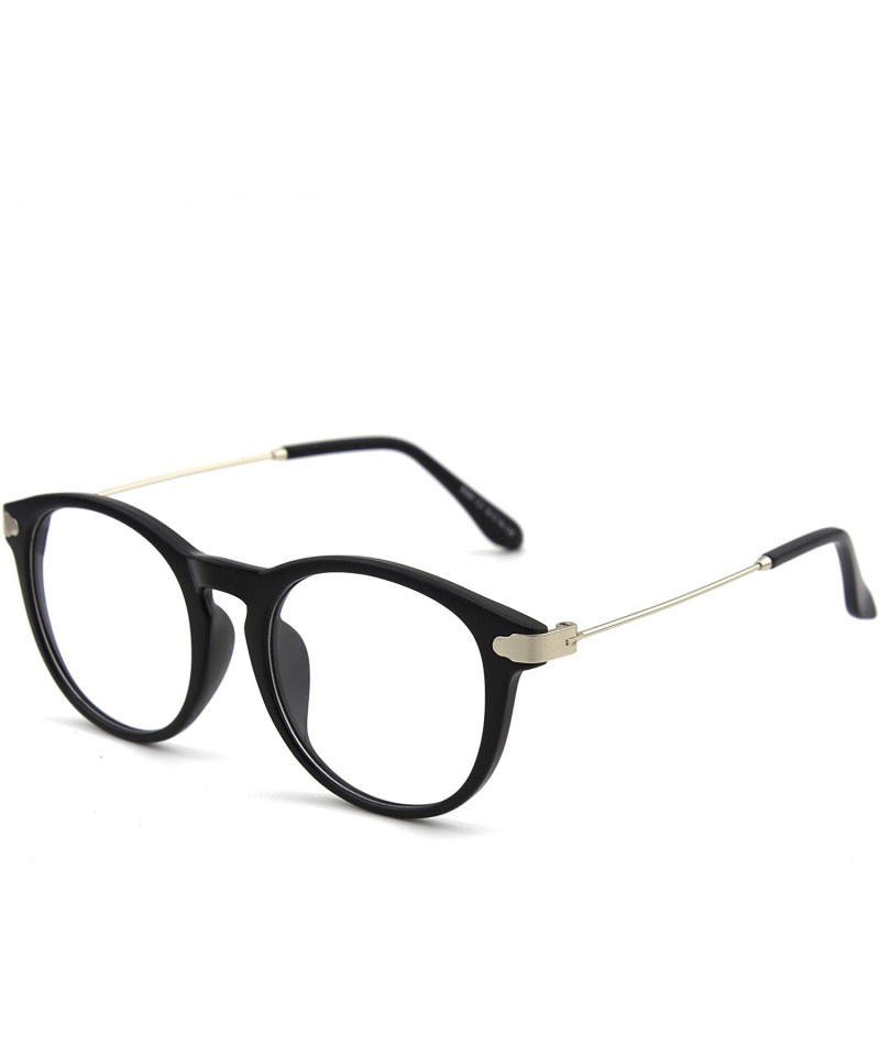 Oval Fashion Horn Rimmed Keyhole Metal Temple UV400 Clear Lens Glasses - Matte Black - CD12799FYZR $18.20