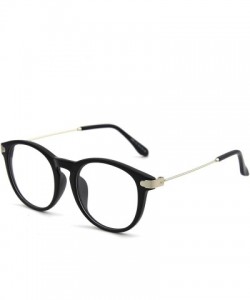 Oval Fashion Horn Rimmed Keyhole Metal Temple UV400 Clear Lens Glasses - Matte Black - CD12799FYZR $18.20