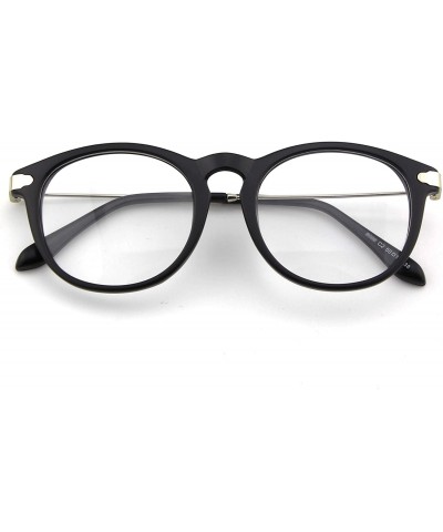 Oval Fashion Horn Rimmed Keyhole Metal Temple UV400 Clear Lens Glasses - Matte Black - CD12799FYZR $18.20
