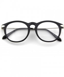 Oval Fashion Horn Rimmed Keyhole Metal Temple UV400 Clear Lens Glasses - Matte Black - CD12799FYZR $18.20