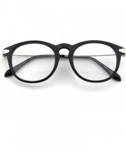 Oval Fashion Horn Rimmed Keyhole Metal Temple UV400 Clear Lens Glasses - Matte Black - CD12799FYZR $12.14