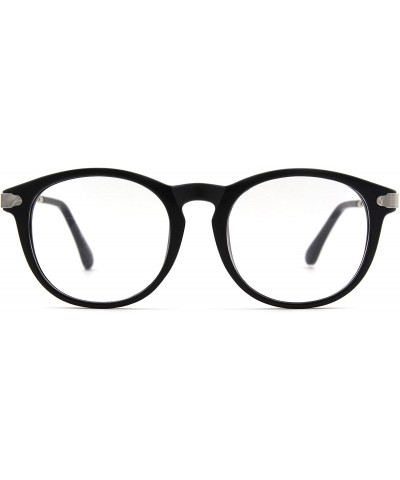 Oval Fashion Horn Rimmed Keyhole Metal Temple UV400 Clear Lens Glasses - Matte Black - CD12799FYZR $18.20