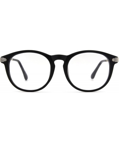 Oval Fashion Horn Rimmed Keyhole Metal Temple UV400 Clear Lens Glasses - Matte Black - CD12799FYZR $12.14