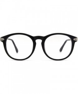 Oval Fashion Horn Rimmed Keyhole Metal Temple UV400 Clear Lens Glasses - Matte Black - CD12799FYZR $12.14