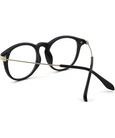 Oval Fashion Horn Rimmed Keyhole Metal Temple UV400 Clear Lens Glasses - Matte Black - CD12799FYZR $18.20